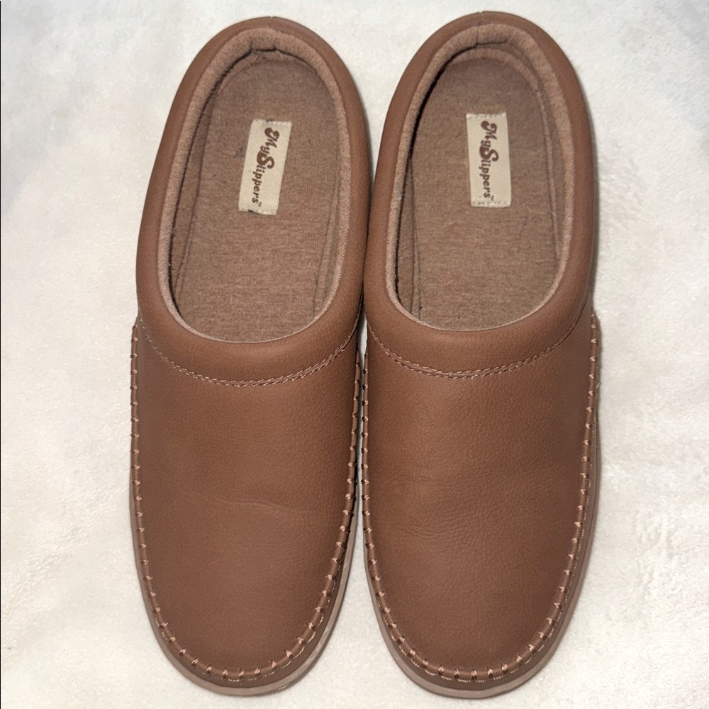 My Slippers from My Pillow Men's Size 12 Brown Leather Slippers Hardly Worn - Picture 2 of 6
